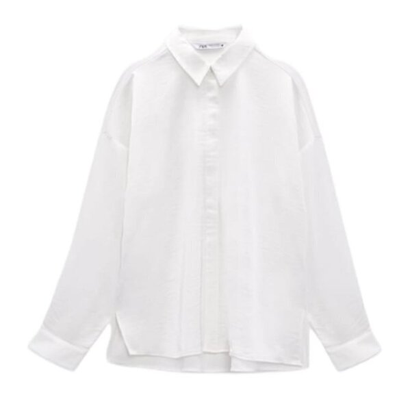 Zara Tops - NEW ZARA FLOWY SHIRT WHITE | 4387/247